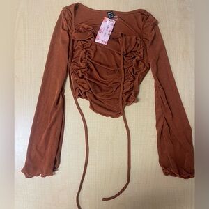 NWT Women’s SheinMod Copper colored shirt XS/2 Really Cute